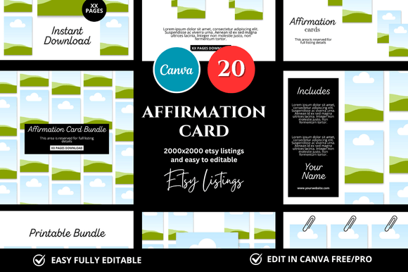 20 Affirmation Card Etsy Mockup: Elevate Your Shop's Visuals