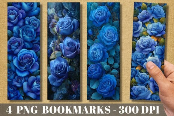 Deep Blue Rose Garden Flower Bookmark: A Digital Asset for Lasting Impressions