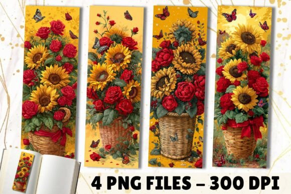 Red Rose and Sunflower Basket Bookmark: More Than Just a Placeholder