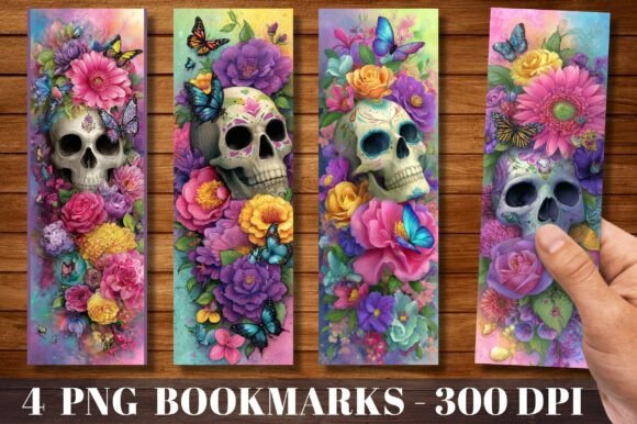 Sugar Skull Floral Butterfly Bookmark: A Digital Design Asset for Creatives