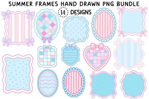 Summer Frames Hand Drawn PNG Bundle: Design Elements with Character