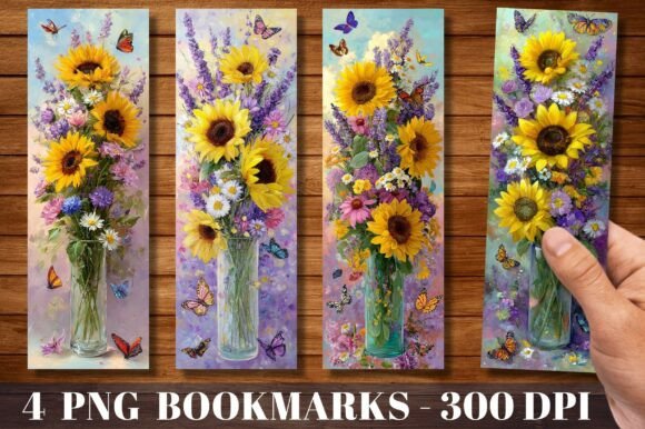Sunflower and Lavender Floral Bookmark: A Designer's Delight