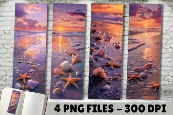 Sunset Beach Starfish Seascape Bookmark: Coastal Calm for Your Projects
