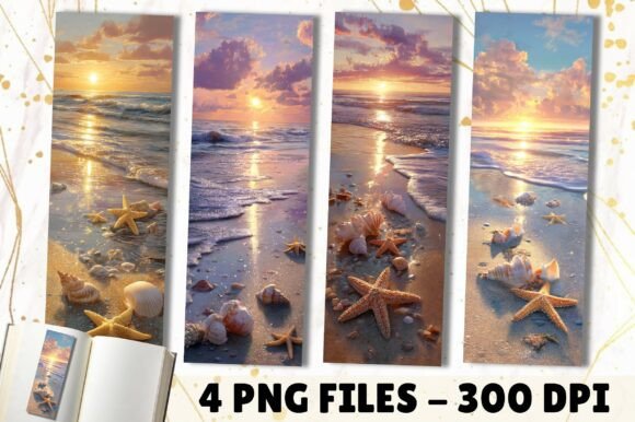 Tropical Beach Sunset Starfish Bookmark: A Digital Asset for Visual Storytelling