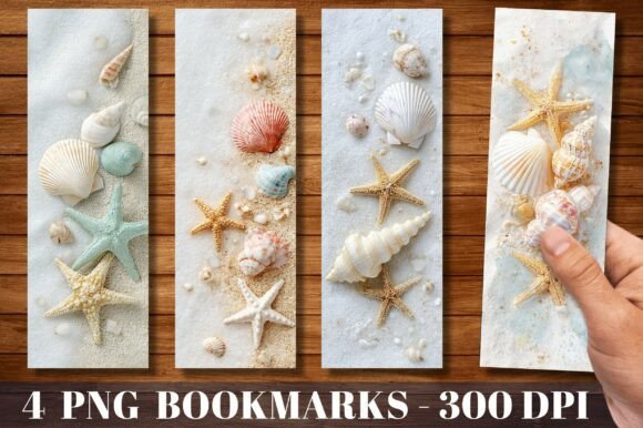 White Sand Sea Shell Beach Bookmark: Coastal Elegance for Your Brand