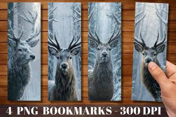 Winter Forest Snow Deer Bookmark: A Cozy Design Asset for Creatives